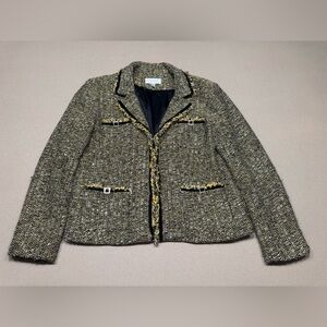 Conrad C Collection Black and Yellow Tweed Blazer